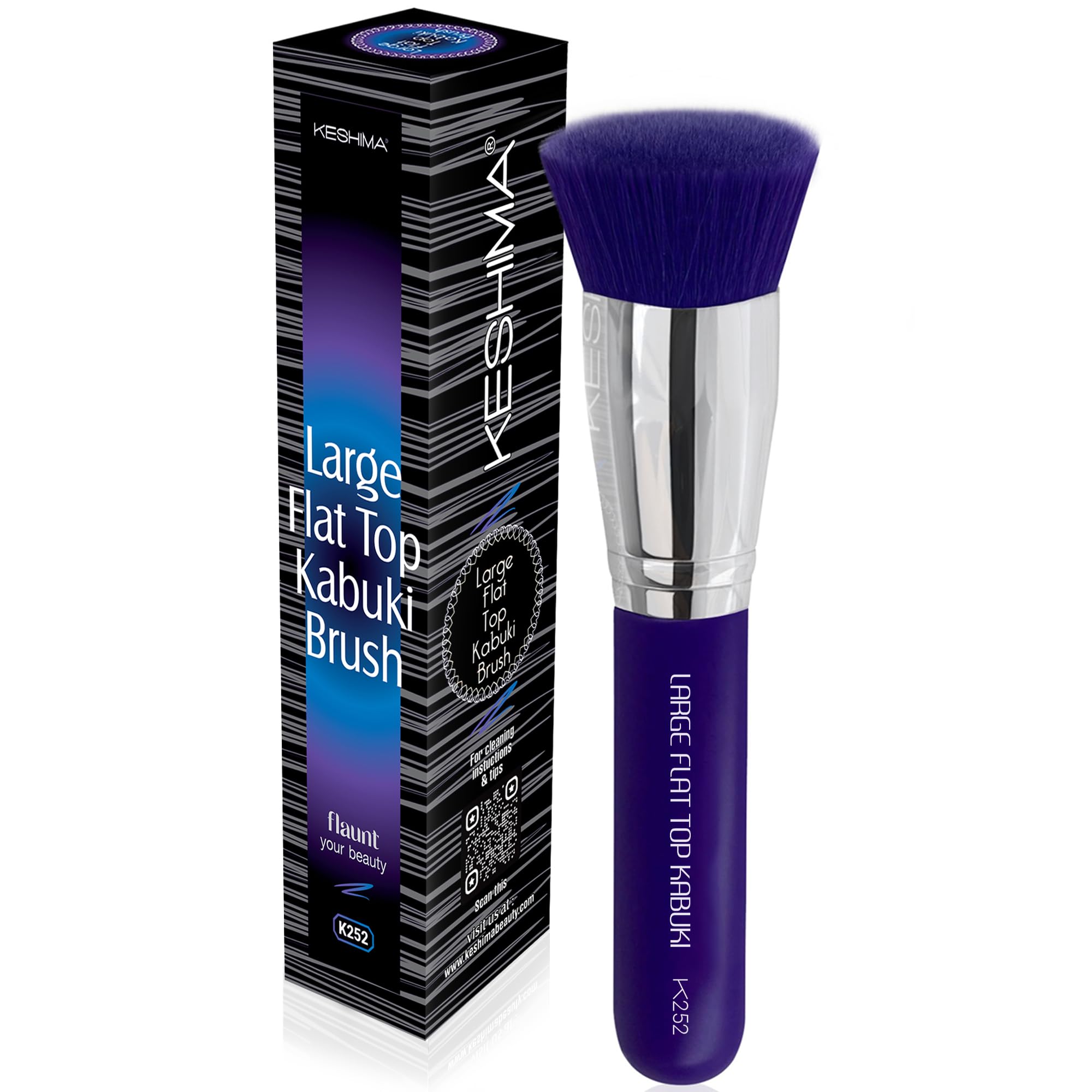 Flat Top Kabuki Foundation Brush By KESHIMA - Premium Makeup Brush for Liquid, Cream, and Powder - Buffing, Blending, and Face - 1.2" Top Diameter