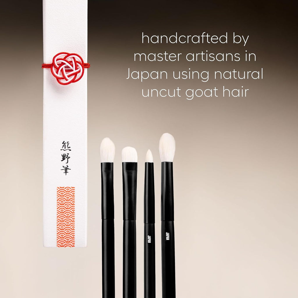 rephr The Core Eye Set – 4 Handmade Japanese Makeup Brushes with Natural Goat Hair | Essential Eye Brush Set for Blending, Shading, Crease & Detail | Handmade in Kumano, Japan
