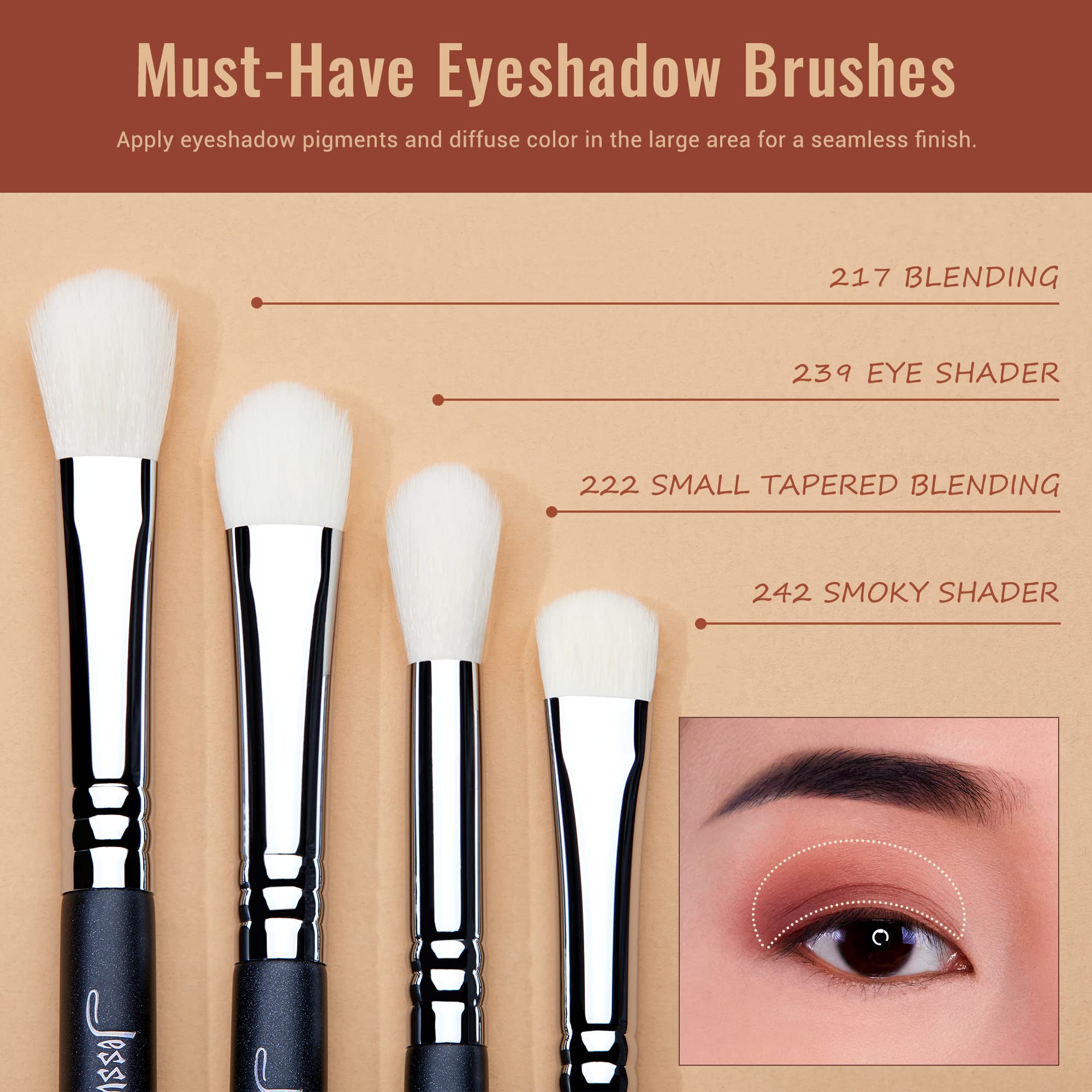 Jessup Makeup Brushes Set Professional 35pcs Premium Synthetic Labeled Make up Brush for Foundation Eyeshadow Concealer Contour Eyeliner Blush Powder and Eyebrow, Cruelty-Free, Black T342