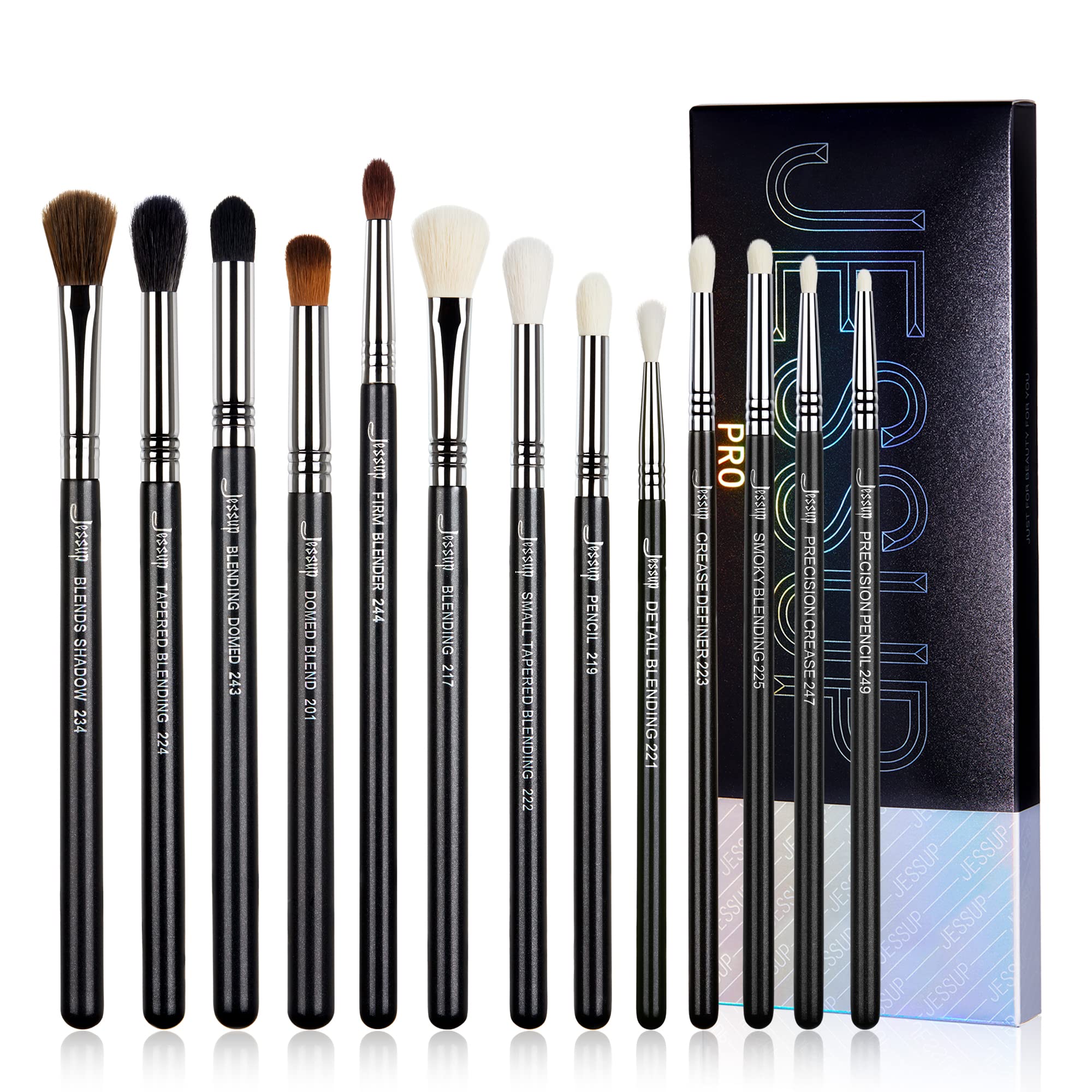 Jessup Makeup Brushes Set Professional 35pcs Premium Synthetic Labeled Make up Brush for Foundation Eyeshadow Concealer Contour Eyeliner Blush Powder and Eyebrow, Cruelty-Free, Black T342
