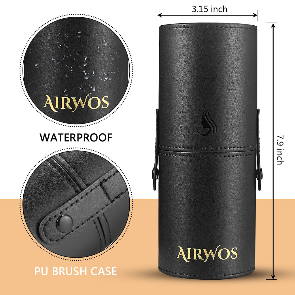AirWos® 14 Pcs Professional Makeup Brush Set with Case - Synthetic Foundation, Powder, Eyeshadow, Concealer Brushes with Pearl Flash Handles
