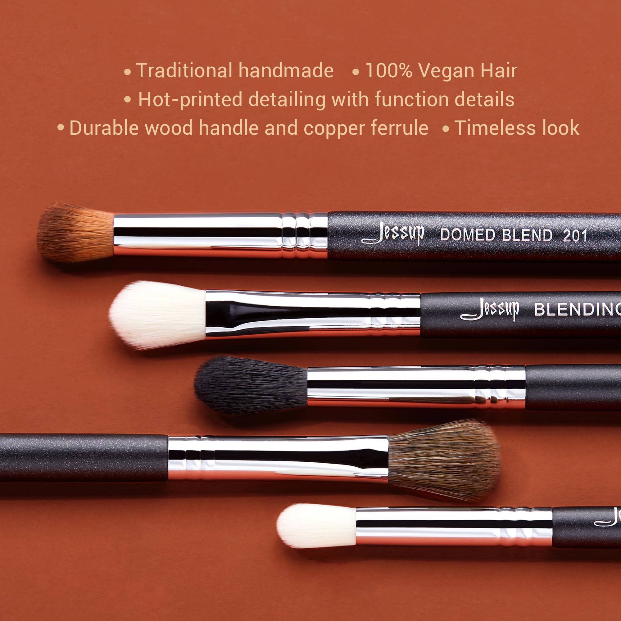 Jessup Makeup Brushes Set Professional 35pcs Premium Synthetic Labeled Make up Brush for Foundation Eyeshadow Concealer Contour Eyeliner Blush Powder and Eyebrow, Cruelty-Free, Black T342