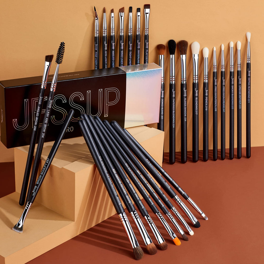 Jessup Makeup Brushes Set Professional 35pcs Premium Synthetic Labeled Make up Brush for Foundation Eyeshadow Concealer Contour Eyeliner Blush Powder and Eyebrow, Cruelty-Free, Black T342