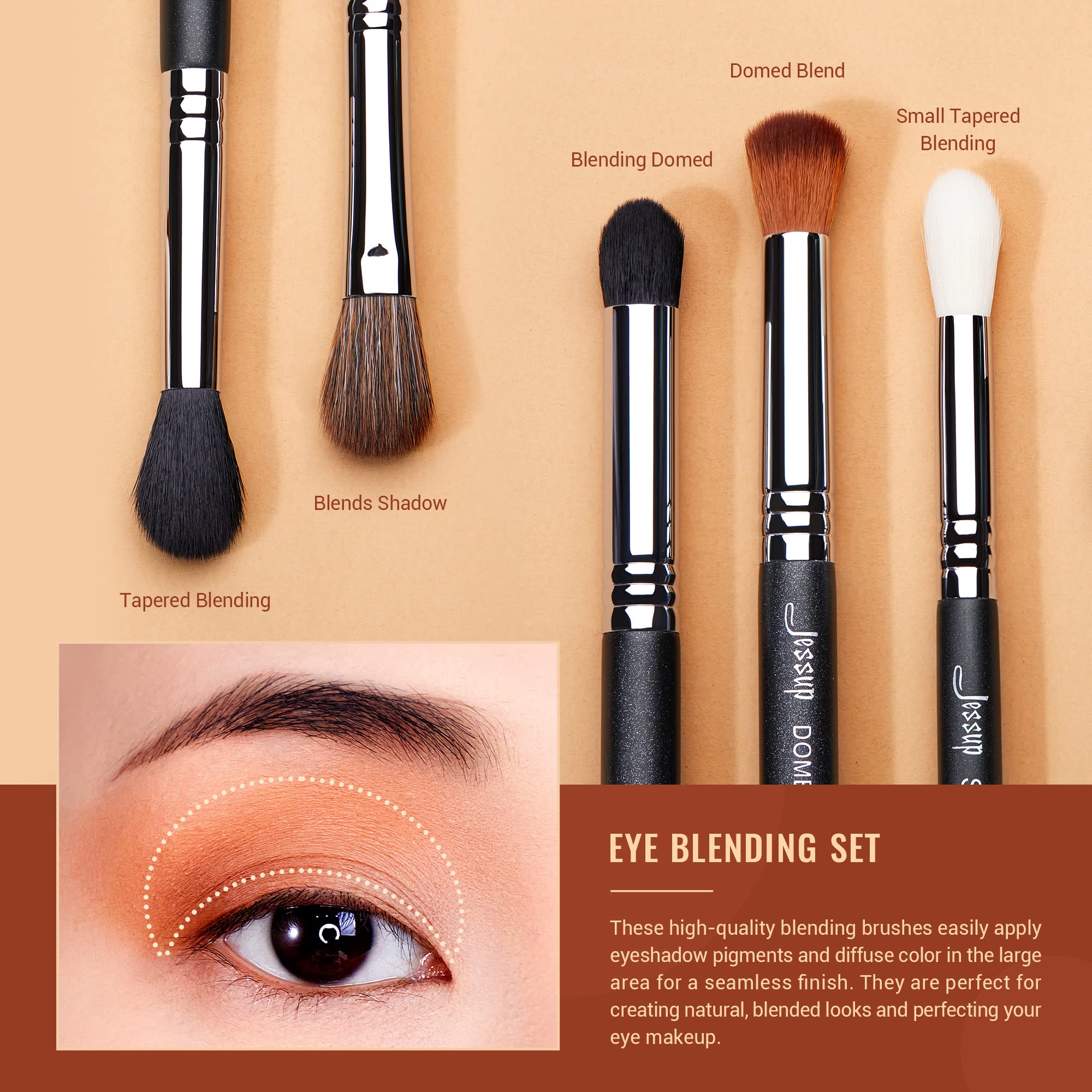 Jessup Makeup Brushes Set Professional 35pcs Premium Synthetic Labeled Make up Brush for Foundation Eyeshadow Concealer Contour Eyeliner Blush Powder and Eyebrow, Cruelty-Free, Black T342