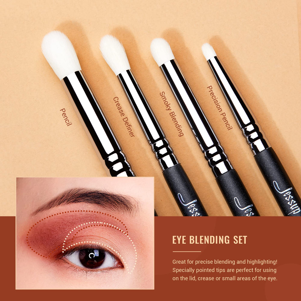 Jessup Makeup Brushes Set Professional 35pcs Premium Synthetic Labeled Make up Brush for Foundation Eyeshadow Concealer Contour Eyeliner Blush Powder and Eyebrow, Cruelty-Free, Black T342