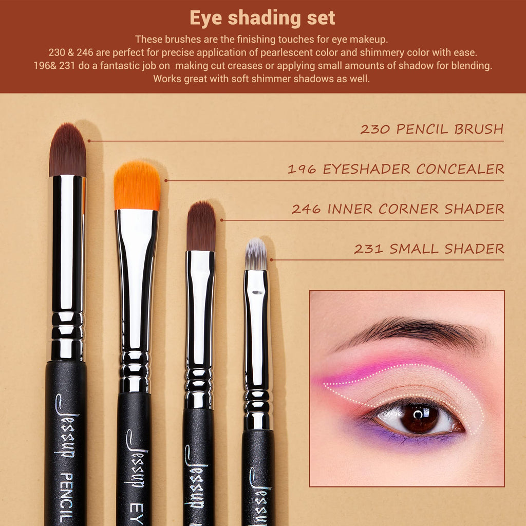 Jessup Makeup Brushes Set Professional 35pcs Premium Synthetic Labeled Make up Brush for Foundation Eyeshadow Concealer Contour Eyeliner Blush Powder and Eyebrow, Cruelty-Free, Black T342