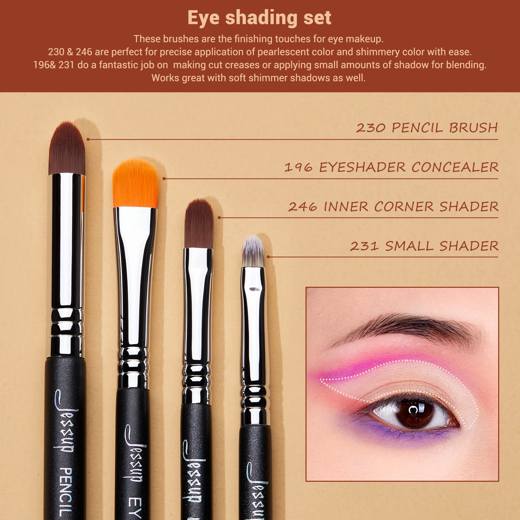Jessup Makeup Brushes Set Professional 35pcs Premium Synthetic Labeled Make up Brush for Foundation Eyeshadow Concealer Contour Eyeliner Blush Powder and Eyebrow, Cruelty-Free, Black T342