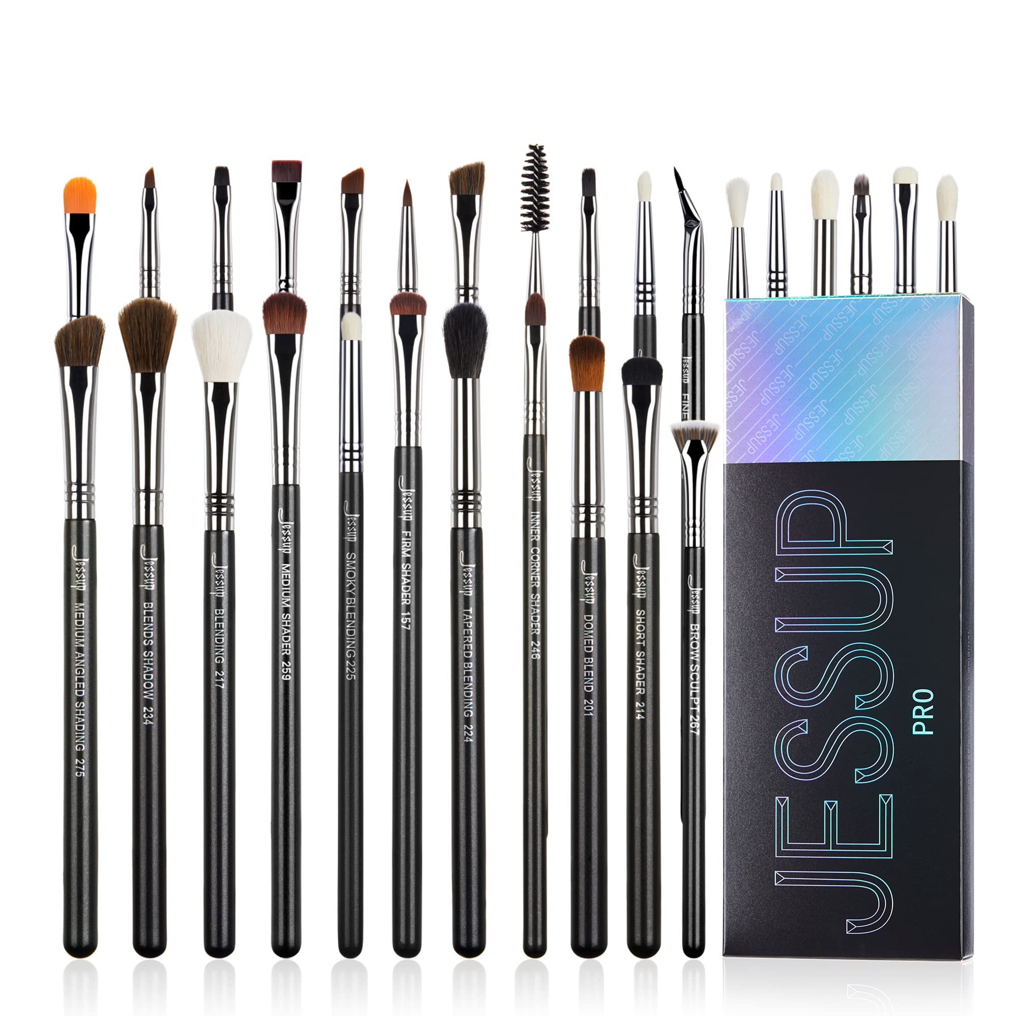 Jessup Makeup Brushes Set Professional 35pcs Premium Synthetic Labeled Make up Brush for Foundation Eyeshadow Concealer Contour Eyeliner Blush Powder and Eyebrow, Cruelty-Free, Black T342