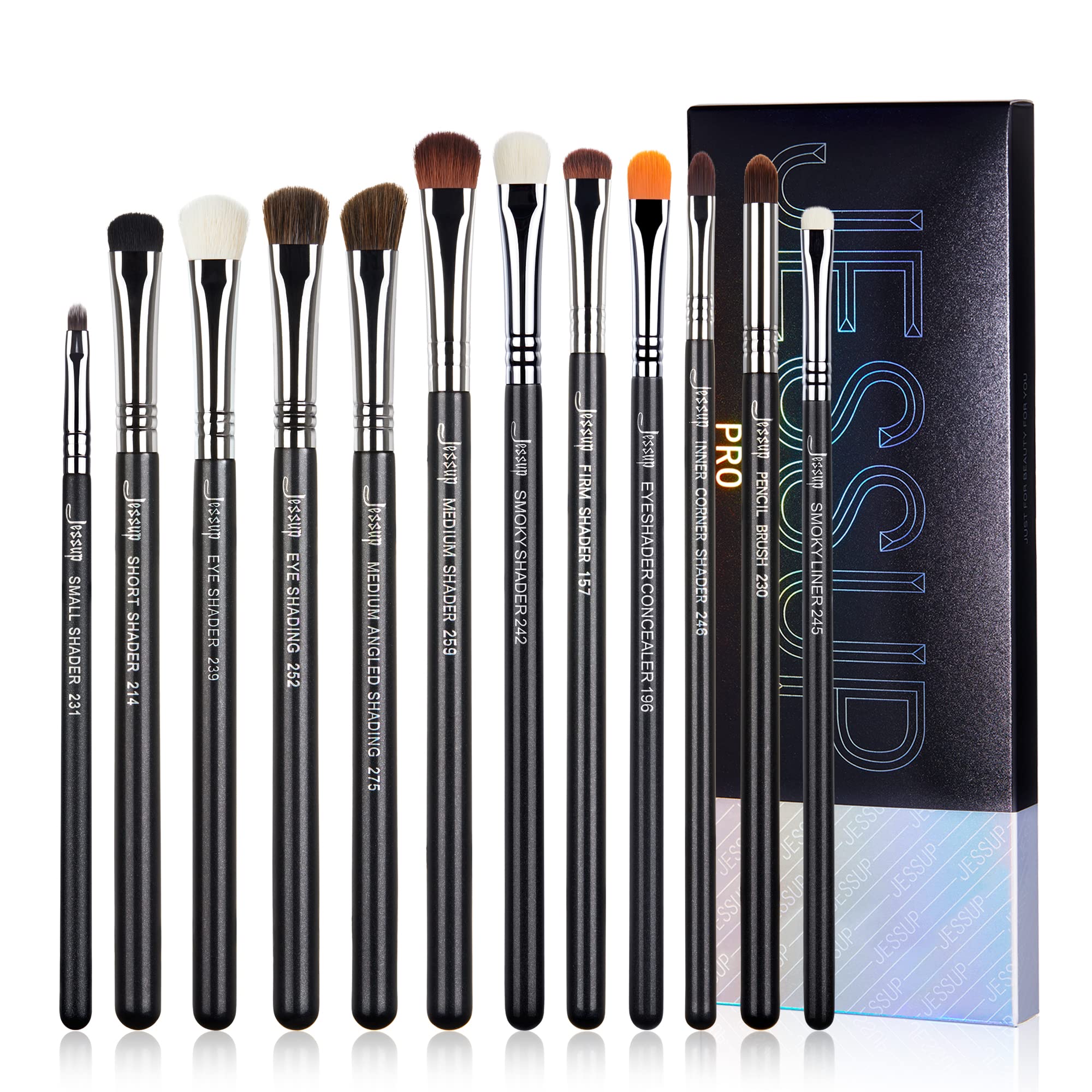 Jessup Makeup Brushes Set Professional 35pcs Premium Synthetic Labeled Make up Brush for Foundation Eyeshadow Concealer Contour Eyeliner Blush Powder and Eyebrow, Cruelty-Free, Black T342