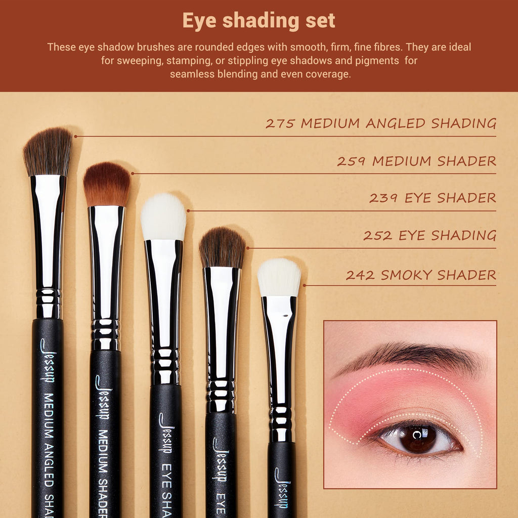 Jessup Makeup Brushes Set Professional 35pcs Premium Synthetic Labeled Make up Brush for Foundation Eyeshadow Concealer Contour Eyeliner Blush Powder and Eyebrow, Cruelty-Free, Black T342