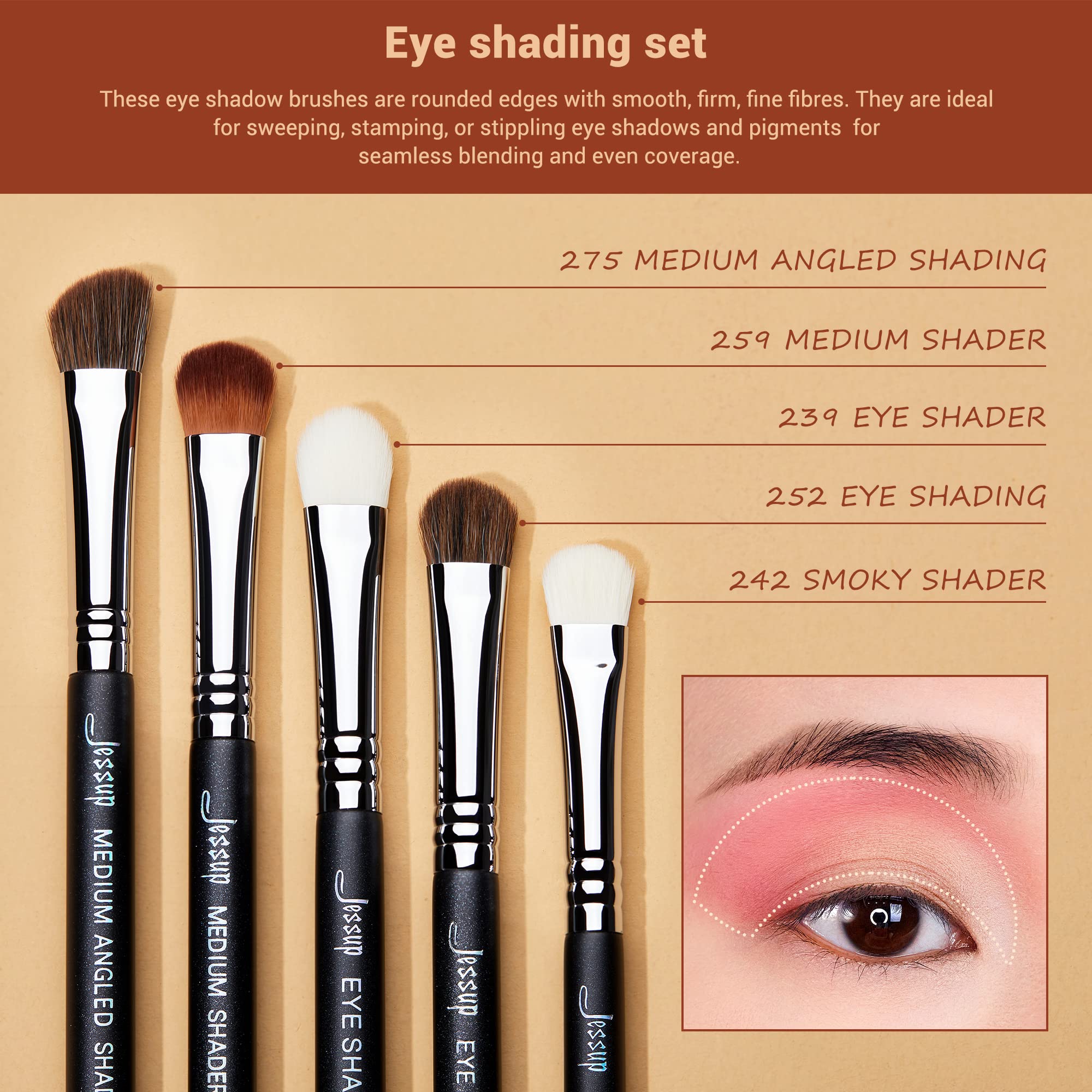 Jessup Makeup Brushes Set Professional 35pcs Premium Synthetic Labeled Make up Brush for Foundation Eyeshadow Concealer Contour Eyeliner Blush Powder and Eyebrow, Cruelty-Free, Black T342