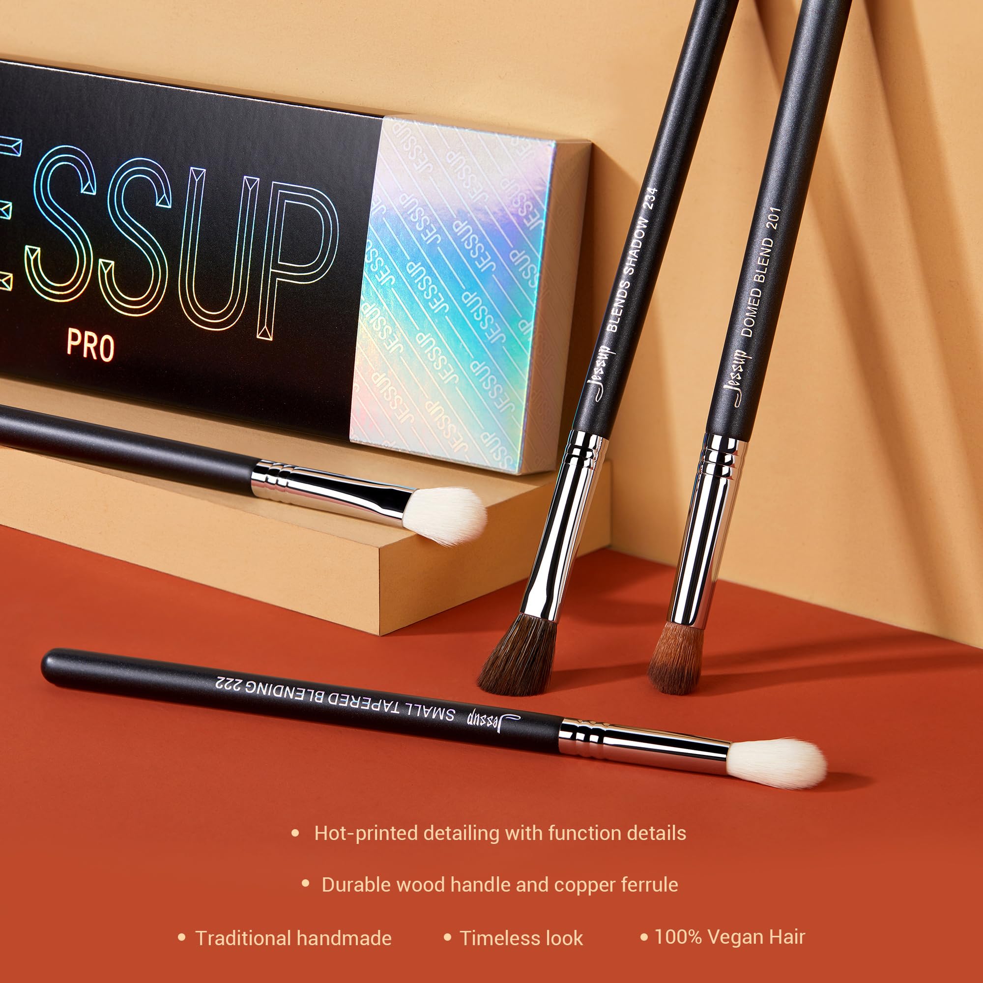 Jessup Makeup Brushes Set Professional 35pcs Premium Synthetic Labeled Make up Brush for Foundation Eyeshadow Concealer Contour Eyeliner Blush Powder and Eyebrow, Cruelty-Free, Black T342