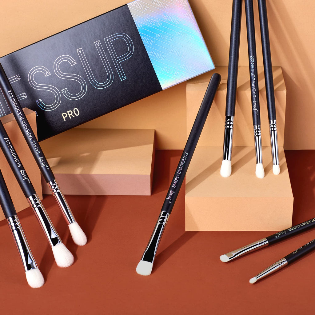 Jessup Makeup Brushes Set Professional 35pcs Premium Synthetic Labeled Make up Brush for Foundation Eyeshadow Concealer Contour Eyeliner Blush Powder and Eyebrow, Cruelty-Free, Black T342