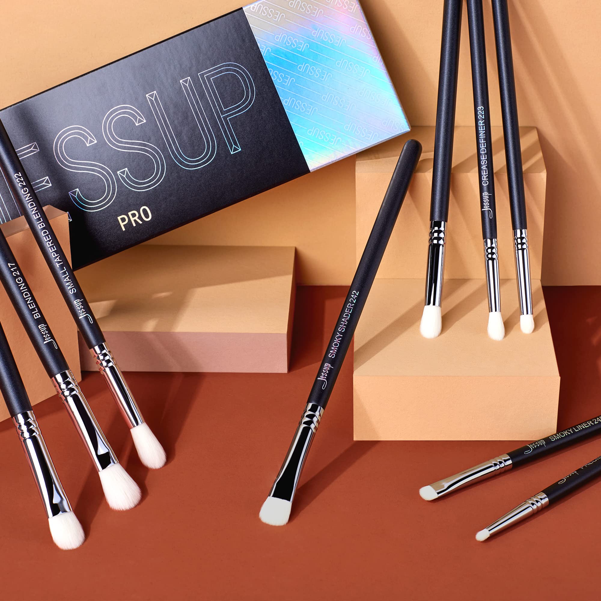 Jessup Makeup Brushes Set Professional 35pcs Premium Synthetic Labeled Make up Brush for Foundation Eyeshadow Concealer Contour Eyeliner Blush Powder and Eyebrow, Cruelty-Free, Black T342