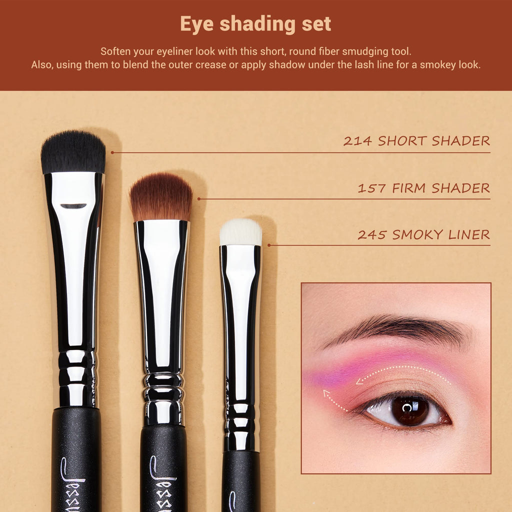 Jessup Makeup Brushes Set Professional 35pcs Premium Synthetic Labeled Make up Brush for Foundation Eyeshadow Concealer Contour Eyeliner Blush Powder and Eyebrow, Cruelty-Free, Black T342