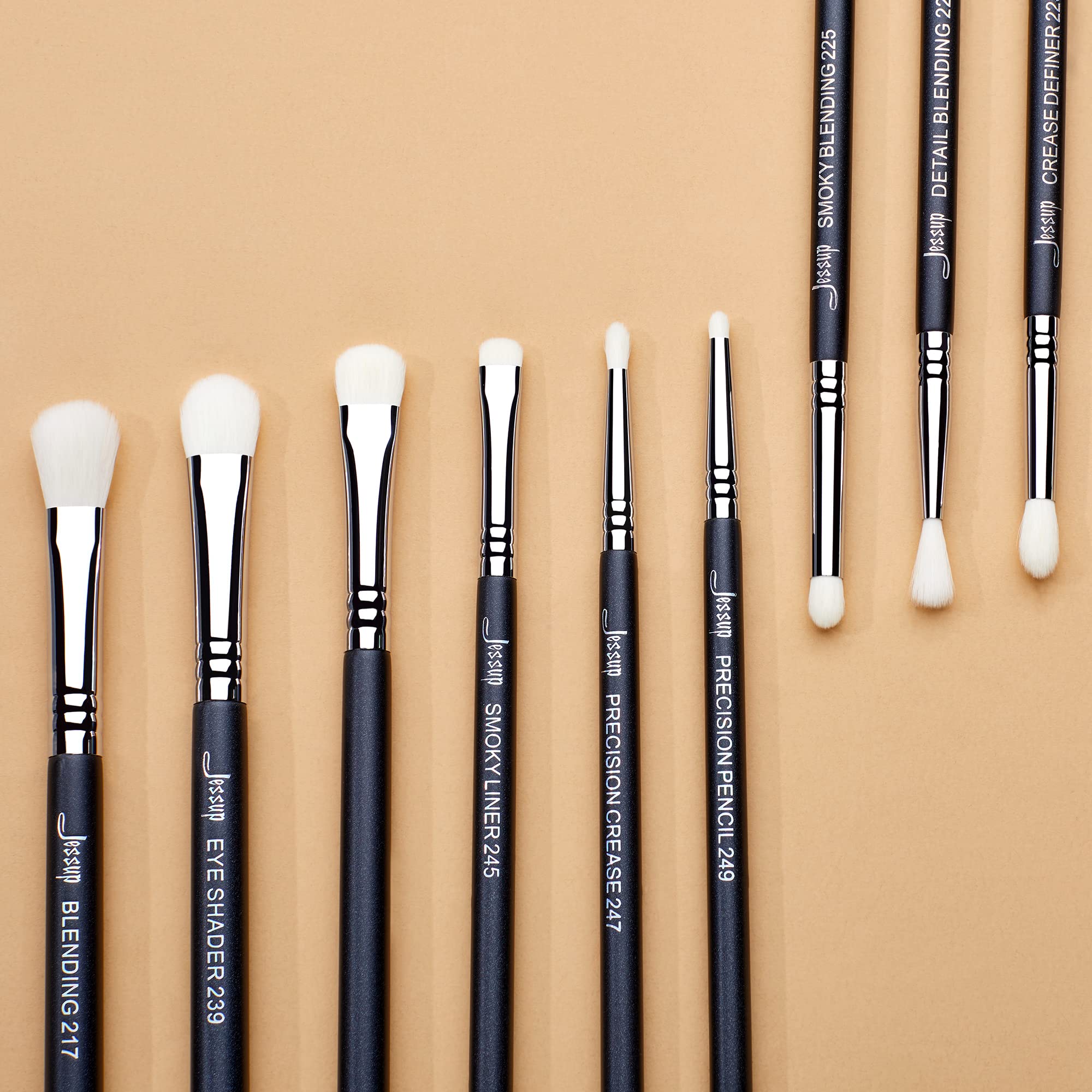 Jessup Makeup Brushes Set Professional 35pcs Premium Synthetic Labeled Make up Brush for Foundation Eyeshadow Concealer Contour Eyeliner Blush Powder and Eyebrow, Cruelty-Free, Black T342