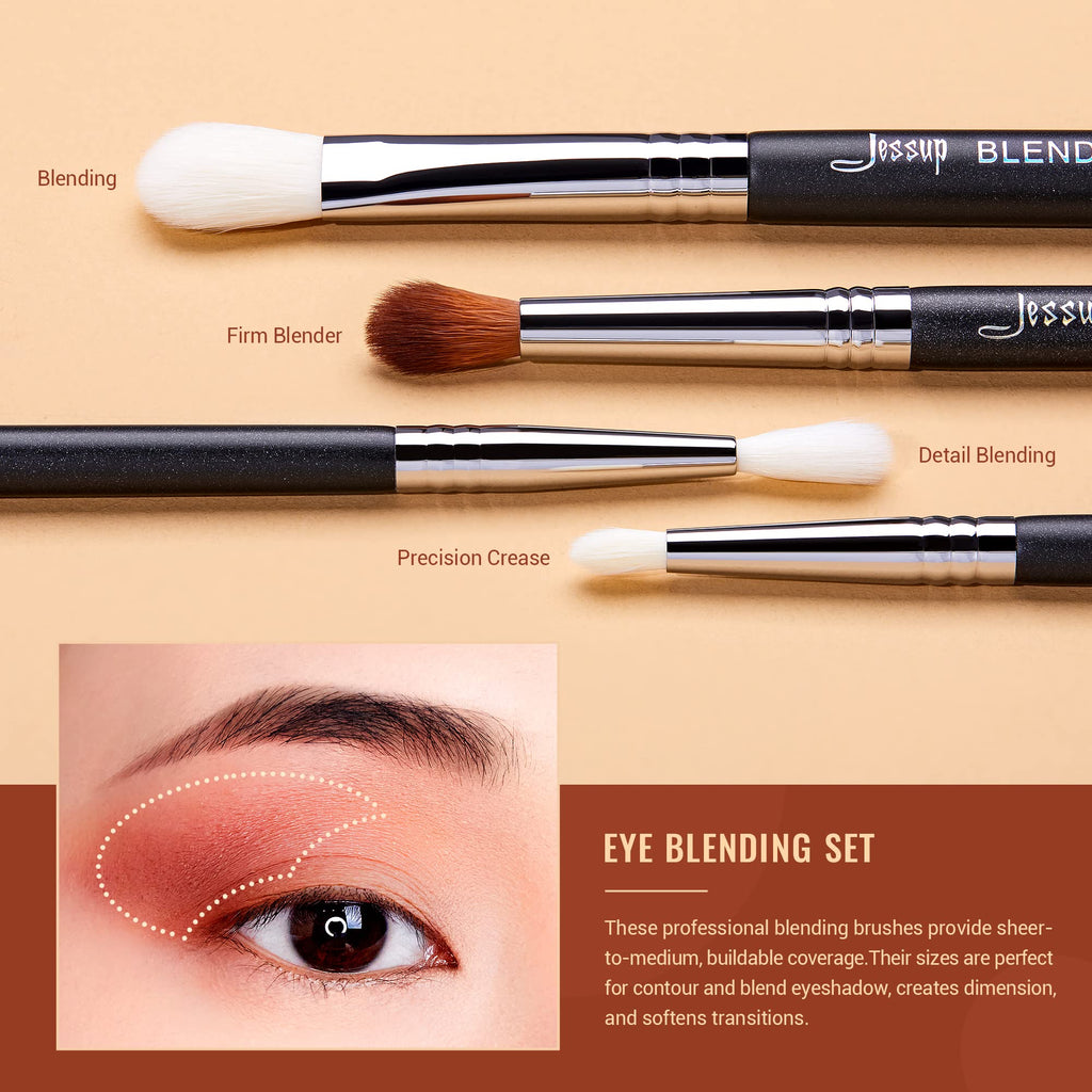 Jessup Makeup Brushes Set Professional 35pcs Premium Synthetic Labeled Make up Brush for Foundation Eyeshadow Concealer Contour Eyeliner Blush Powder and Eyebrow, Cruelty-Free, Black T342