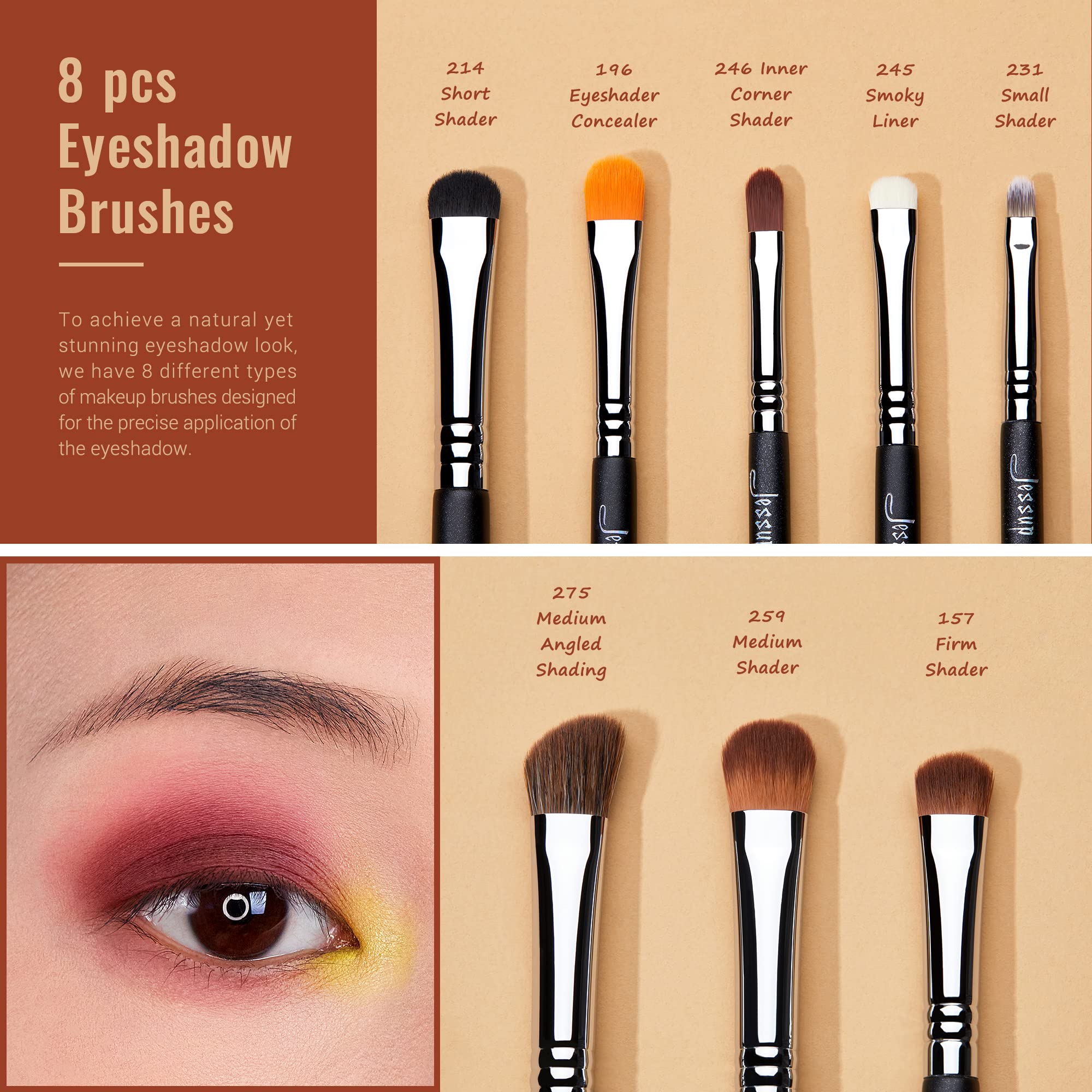Jessup Makeup Brushes Set Professional 35pcs Premium Synthetic Labeled Make up Brush for Foundation Eyeshadow Concealer Contour Eyeliner Blush Powder and Eyebrow, Cruelty-Free, Black T342
