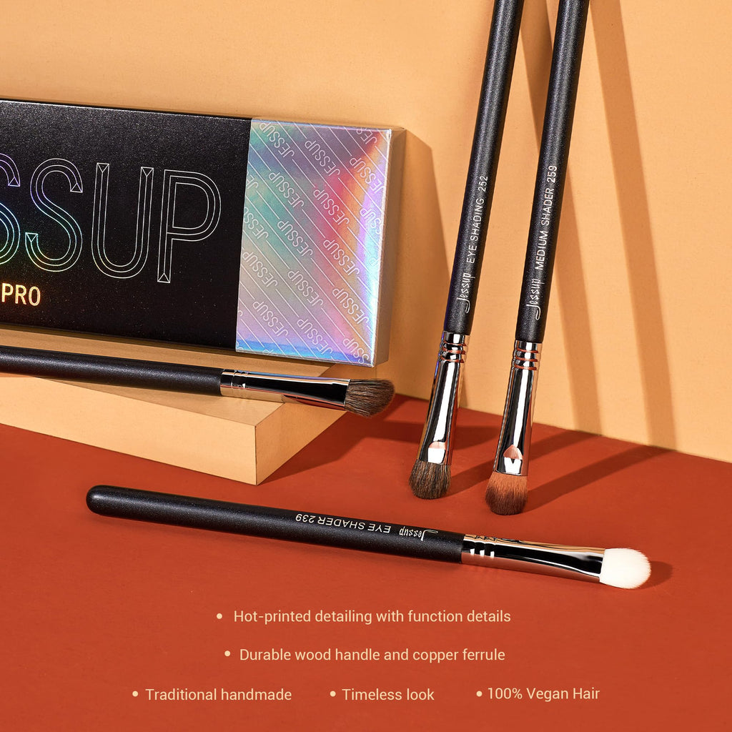 Jessup Makeup Brushes Set Professional 35pcs Premium Synthetic Labeled Make up Brush for Foundation Eyeshadow Concealer Contour Eyeliner Blush Powder and Eyebrow, Cruelty-Free, Black T342