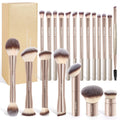 MAANGE 20 Pcs Makeup Brushes with Gift Box, Double-End Multi-functional Makeup Brushes for Blending Liquid Powder Concealer Cream Blush Buffe,CoffeeBrown