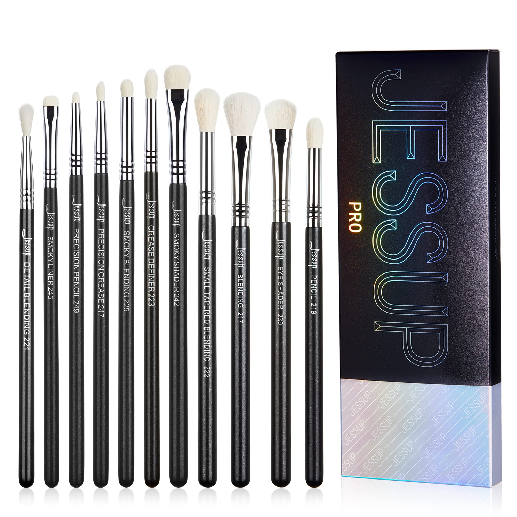 Jessup Makeup Brushes Set Professional 35pcs Premium Synthetic Labeled Make up Brush for Foundation Eyeshadow Concealer Contour Eyeliner Blush Powder and Eyebrow, Cruelty-Free, Black T342